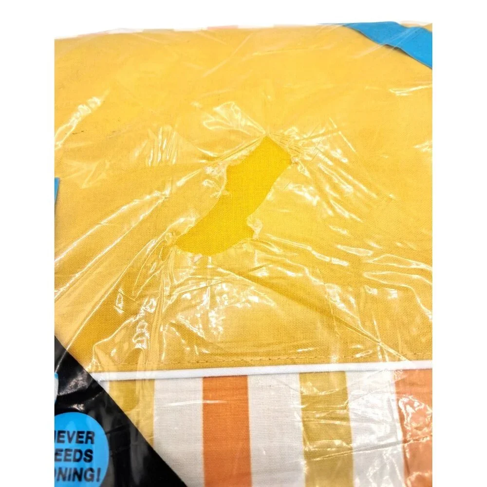 Penneys Fashion Manor Bedding Set Twin Marigold Yellow Striped Vintage 3pc New